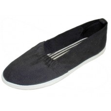 S305L-Bk - Wholesale Women's Elastic Upper Comfortable Slip On Canvas Shoes ( *Black Color )